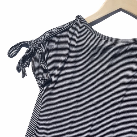 Max Studio Striped Short Sleeve Tie Details Shirt - Picture 3 of 6